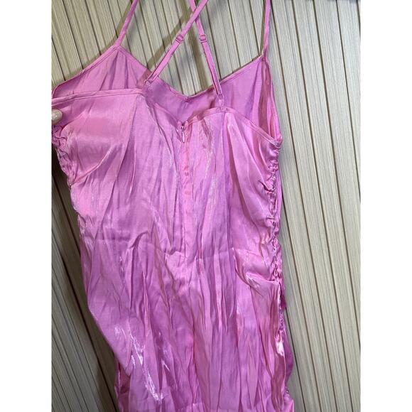 Noisy May Nmelin Satin Singlet Ruching Women's Dress in Fuchsia Pink Size M - Picture 6 of 10